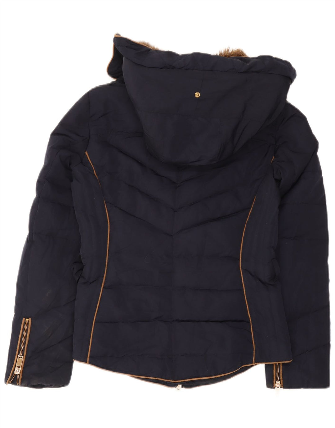 Zara Γυναικείο μπουφάν με κουκούλα UK 12 Medium Navy Blue Polyester