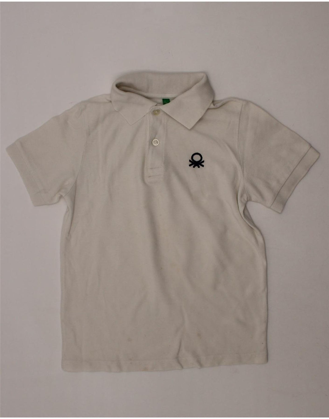 BENETTON Boys Polo Shirt 9-10 Years White Vintage Benetton and Second-Hand Benetton from Messina Hembry 