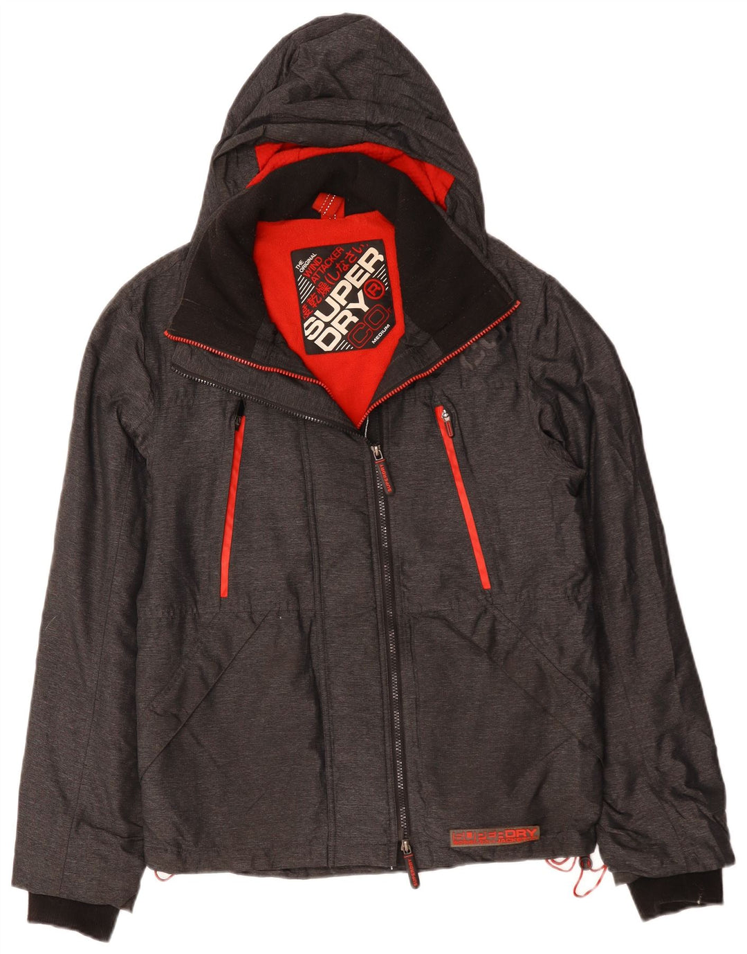 Ανδρικό μπουφάν SUPERDRY με κουκούλα αντιανεμικό UK 38 Medium Grey Polyester