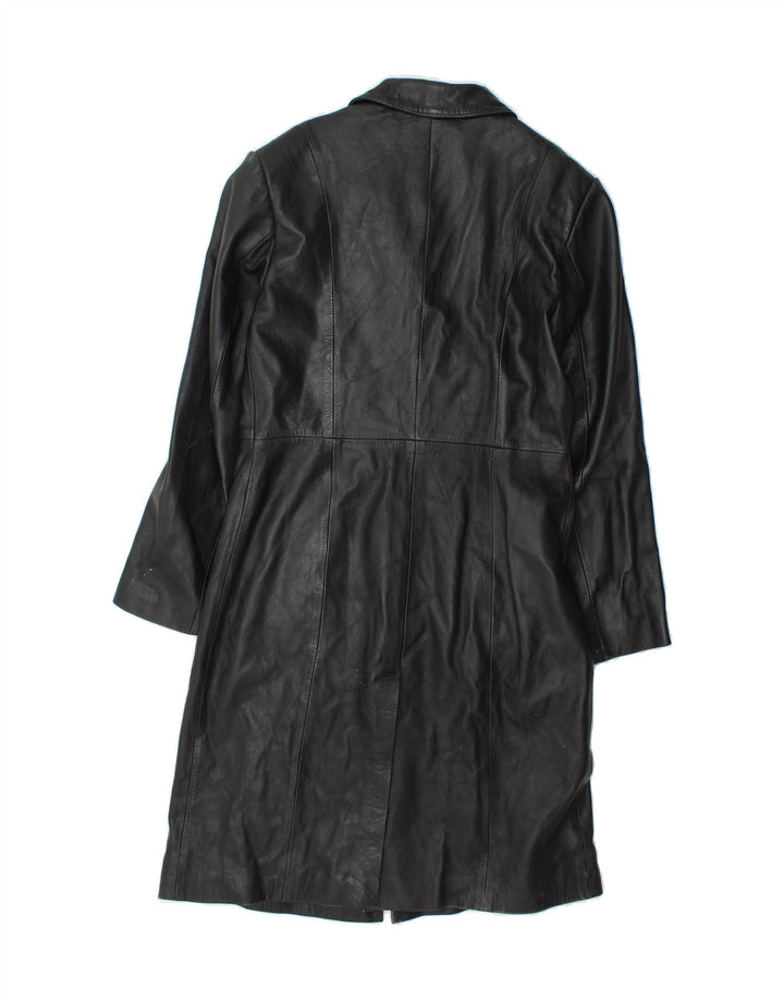 VINTAGE Womens Leather Coat UK 12 Medium Black Leather Vintage Vintage and Second-Hand Vintage from Messina Hembry 