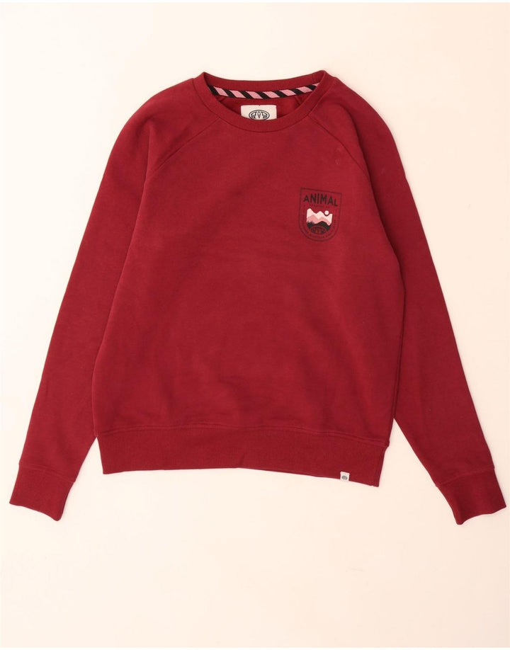 ANIMAL Γυναικεία γραφικά υπερμεγέθη φούτερ Jumper UK 10 Small Burgundy