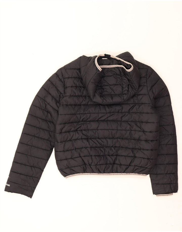 Calvin Klein Jeans Γυναικείο μπουφάν με κουκούλα μεγάλου μεγέθους με επένδυση UK 10 Small Black