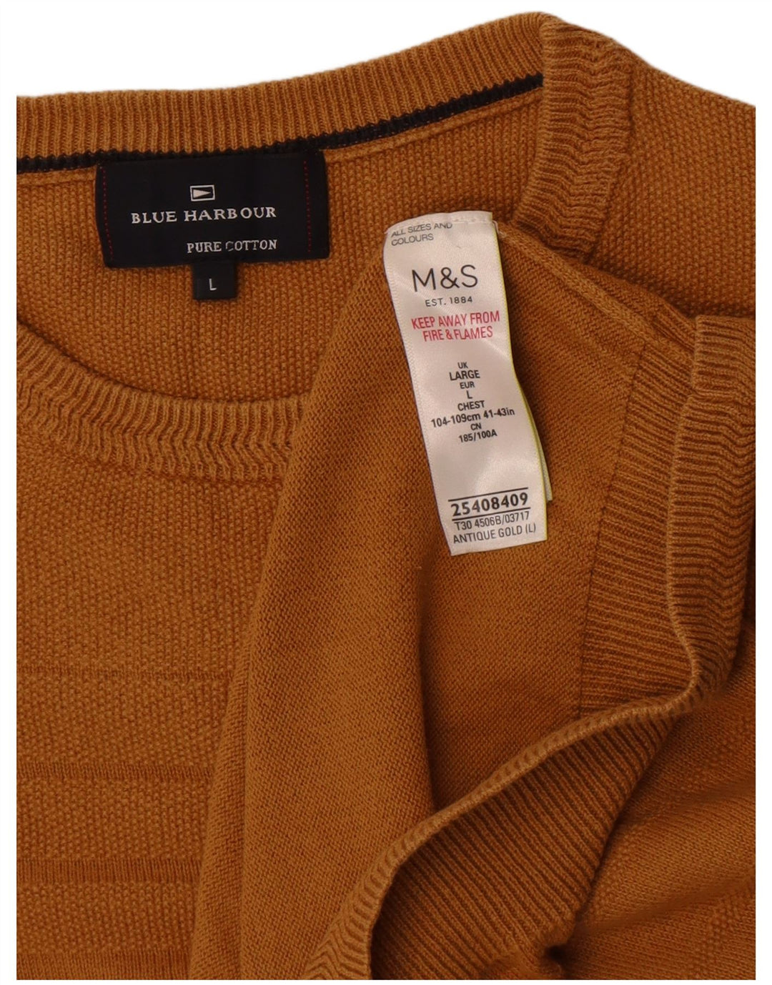 Ανδρικό πουλόβερ Marks & Spencer Blue Harbour Crew Neck Jumper Μεγάλο χρυσό