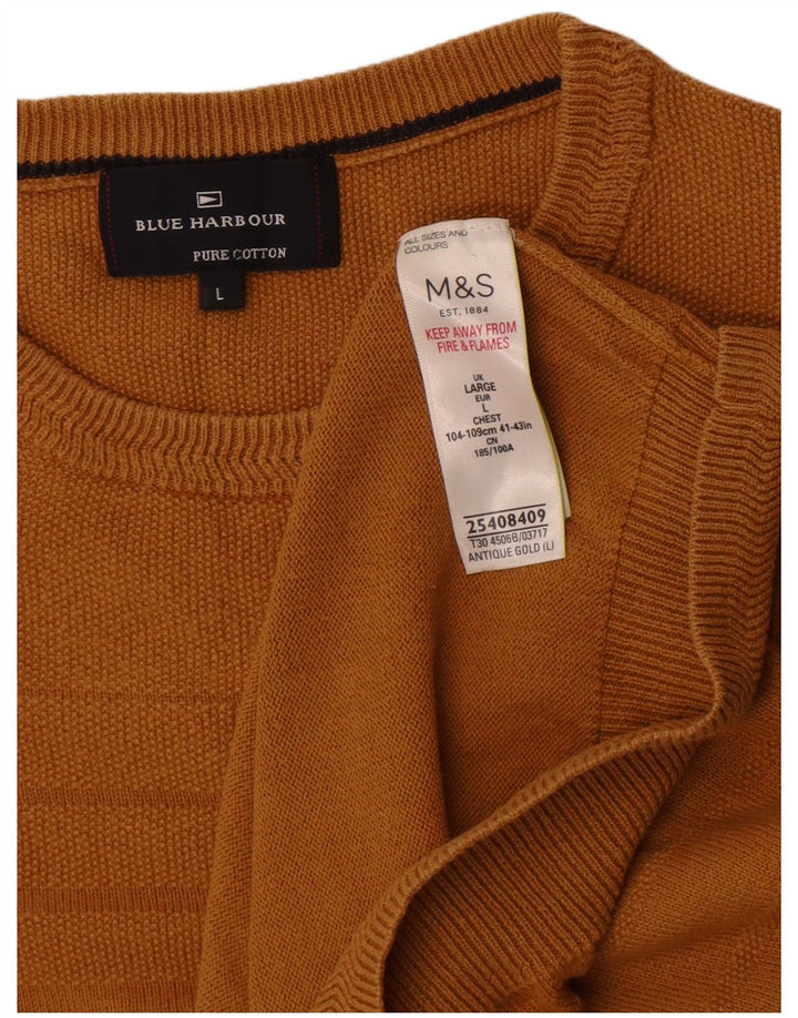 Ανδρικό πουλόβερ Marks & Spencer Blue Harbour Crew Neck Jumper Μεγάλο χρυσό