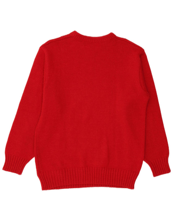 By American Mens Crew Neck Jumper πουλόβερ Medium Red Fair Isle