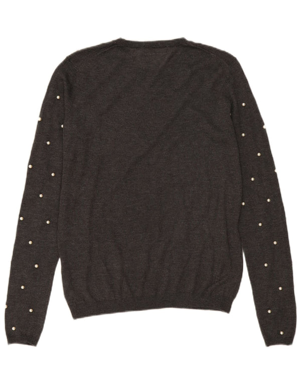Zara Γυναικείο πουλόβερ με λαιμόκοψη UK 10 Small Grey Modal