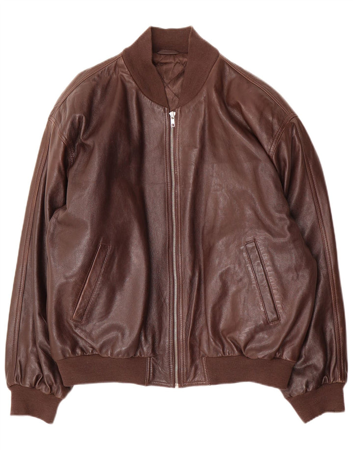 Vintage Ανδρικό Bomber Δερμάτινο Μπουφάν IT 48 Δερμάτινο Μεσαίο Καφέ