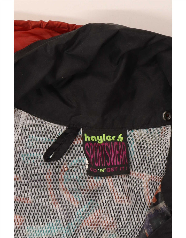 Vintage Ανδρικό μπουφάν βροχής με κουκούλα Anorak UK 38 Medium Black Geometric