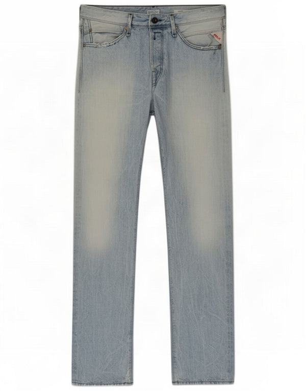 Replay Mens Straight Jeans W36 L34 Blue Cotton