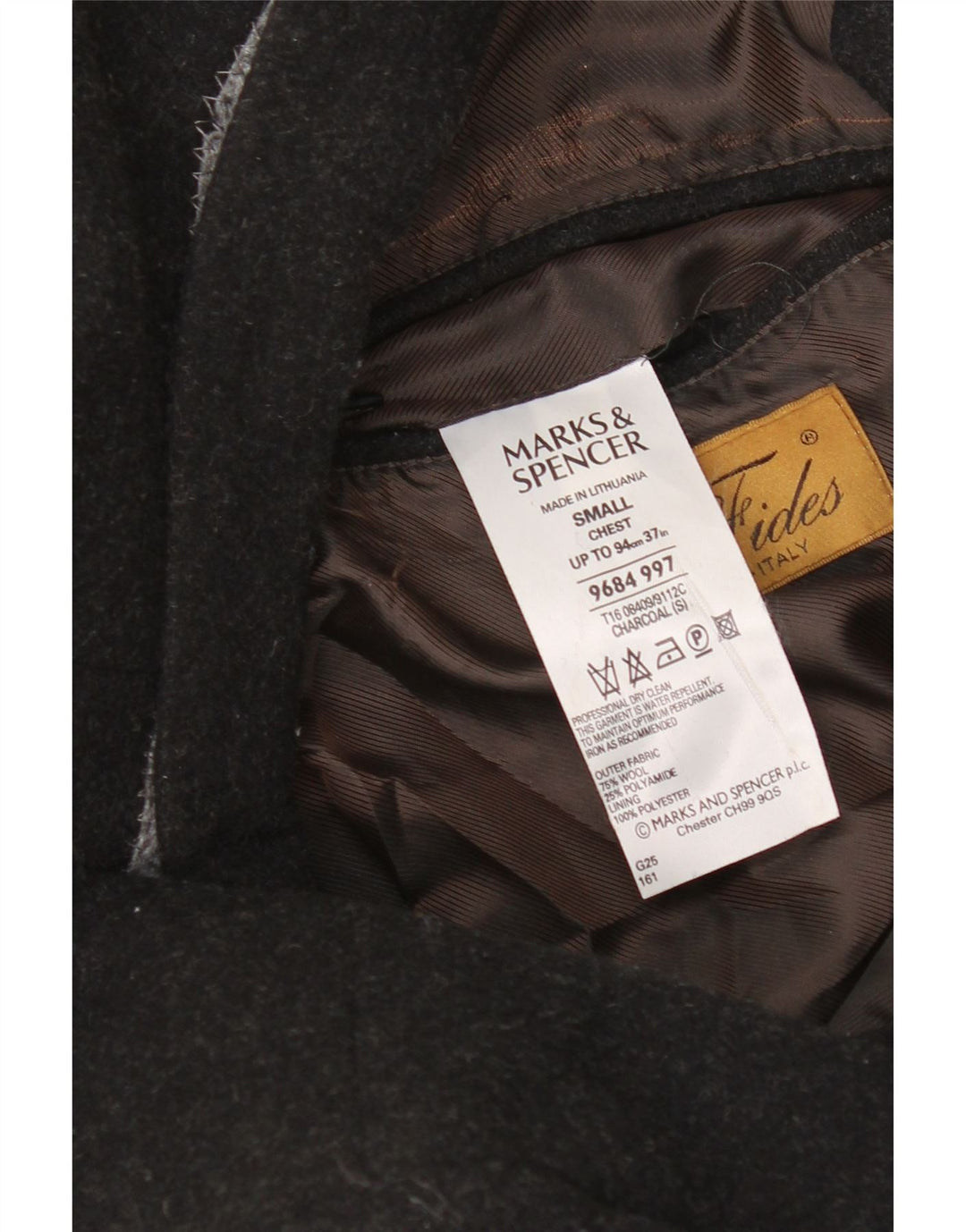 Ανδρικό πανωφόρι Marks & Spencer UK 36 Small Grey Wool