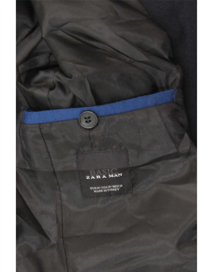 Zara Ανδρικό μπουφάν blazer 2 κουμπιών UK 38 Medium Navy Blue Polyester