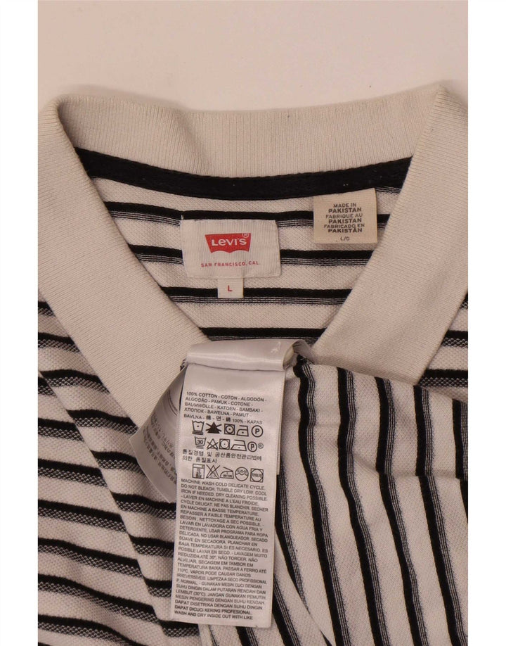 Ανδρικό πουκάμισο πόλο Levi's μεγάλο λευκό ριγέ βαμβακερό