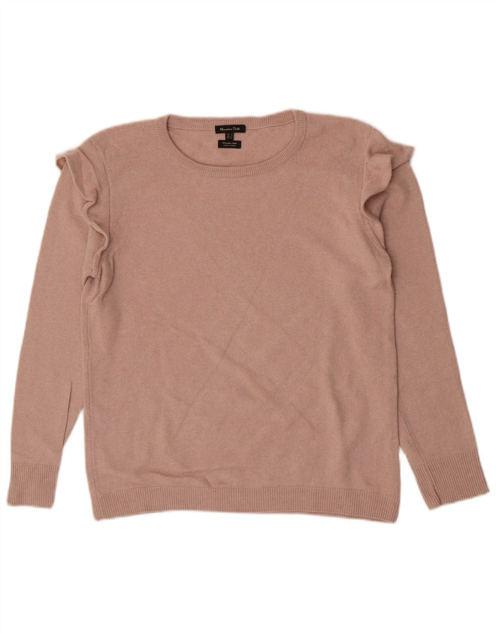 Massimo Dutti Γυναικείο πουλόβερ με λαιμόκαυστο UK 10 Small Beige Polyamide