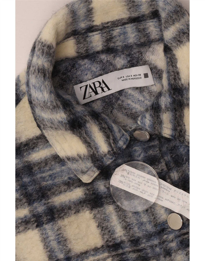 Zara Γυναικείο μπουφάν 3/4 με μανίκια μεγάλου μεγέθους Bomber UK 10 Small Grey Check