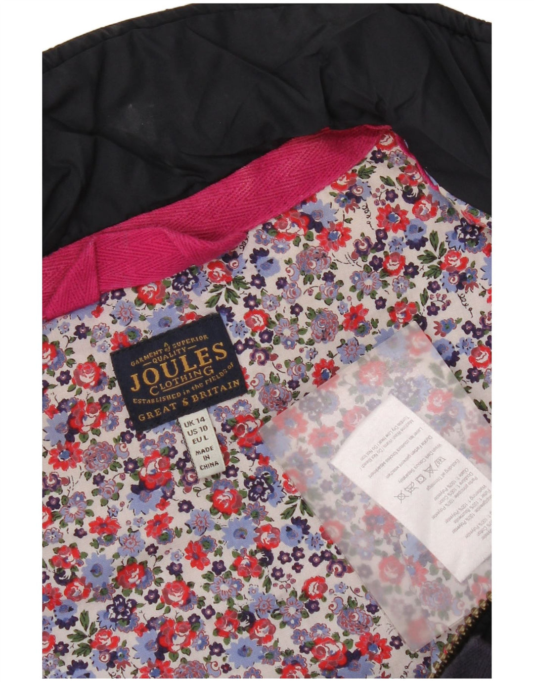 Joules Womens Quilted Gilet UK 14 Large Navy Blue Polyester