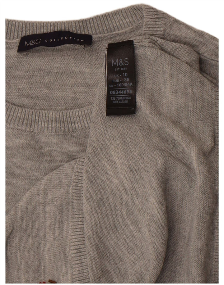 Marks & Spencer Γυναικείο πουλόβερ Crop Crew Neck Jumper UK 10 Small Grey