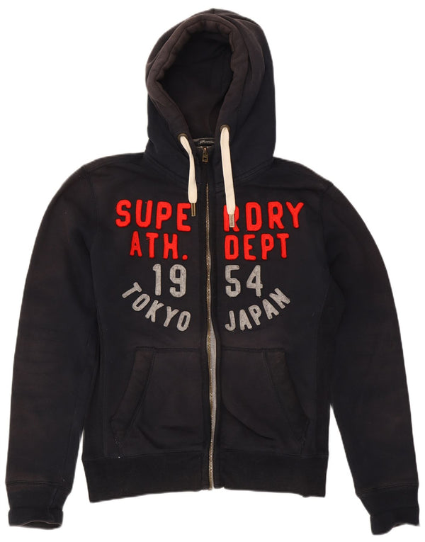Superdry Mens Graphic Zip Hoodie Sweater Large Black Cotton