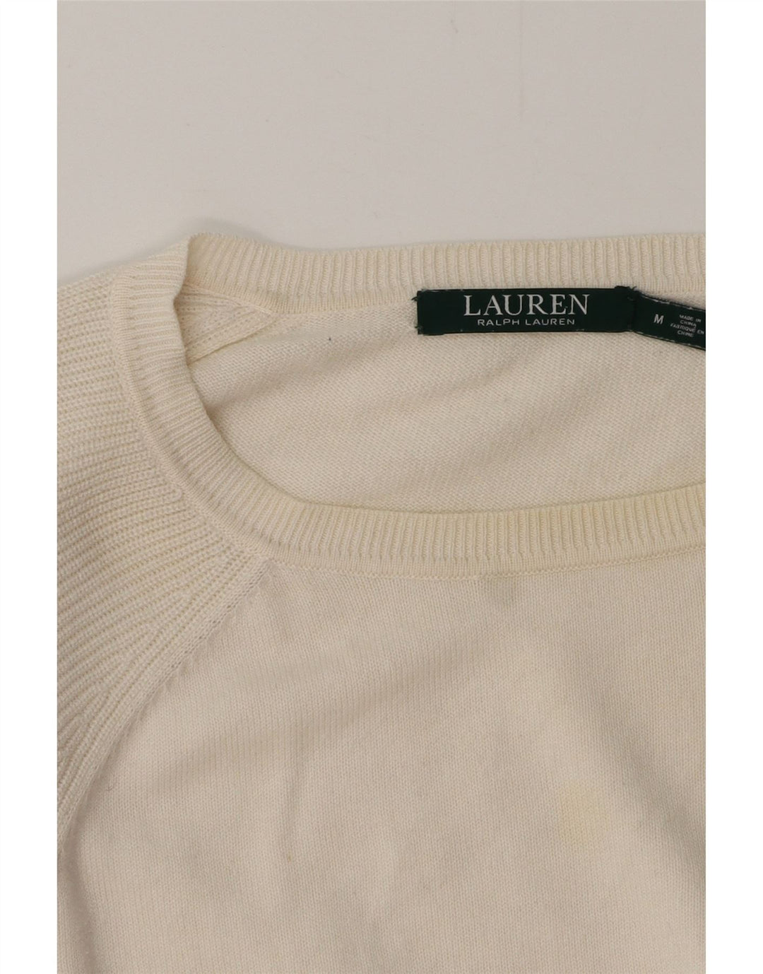 RALPH LAUREN Womens Boat Neck Jumper Sweater UK 14 Medium Off White Vintage Ralph Lauren and Second-Hand Ralph Lauren from Messina Hembry 