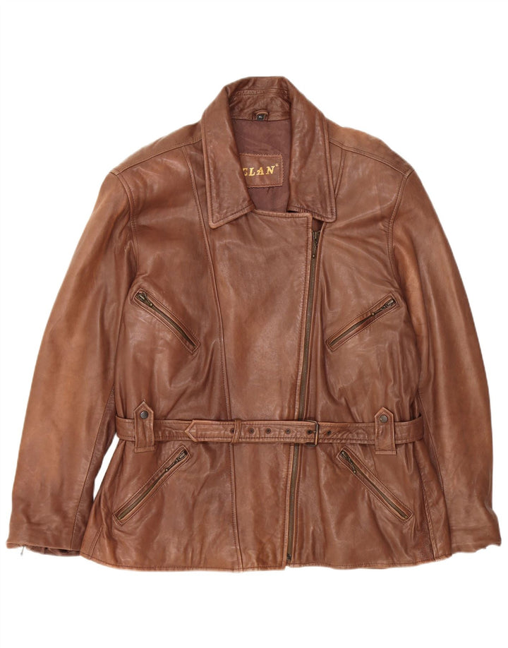 Vintage Γυναικείο Oversized Δερμάτινο Μπουφάν UK 18 XL Καφέ Δερμάτινο