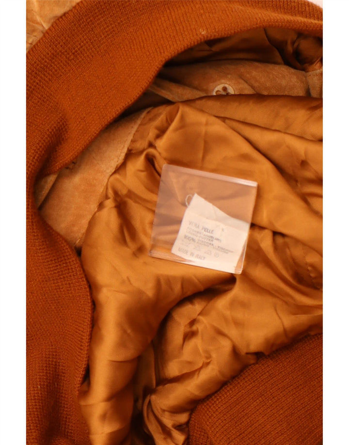 VINTAGE Ανδρικό Suede Bomber Jacket UK 42 XL Καφέ Δερμάτινο