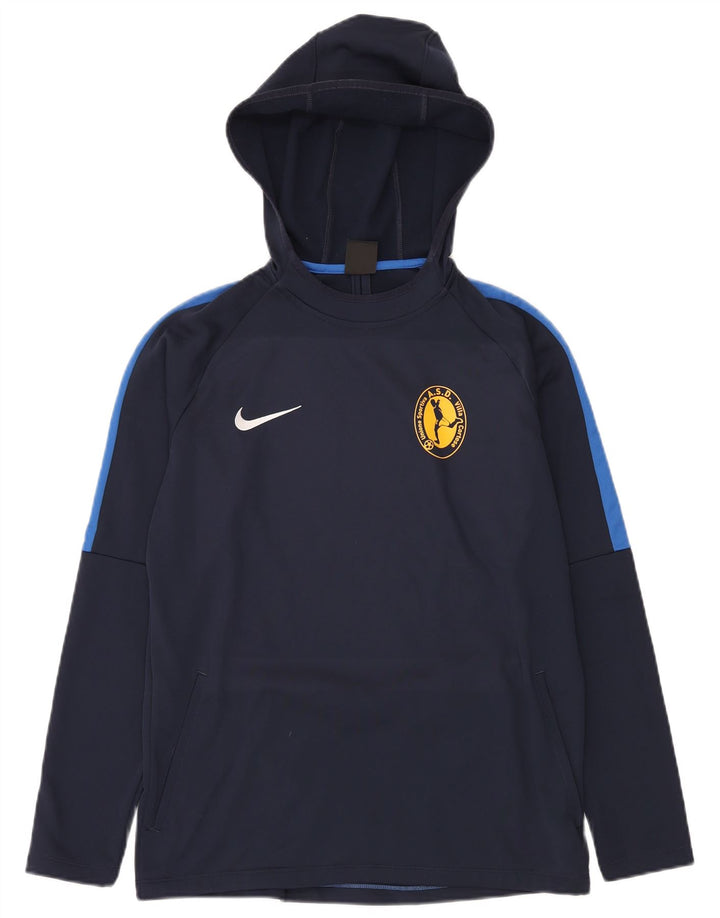 NIKE Ανδρικό Dri Fit Hoodie Jumper Medium Navy Blue Colorblock Πολυεστέρας