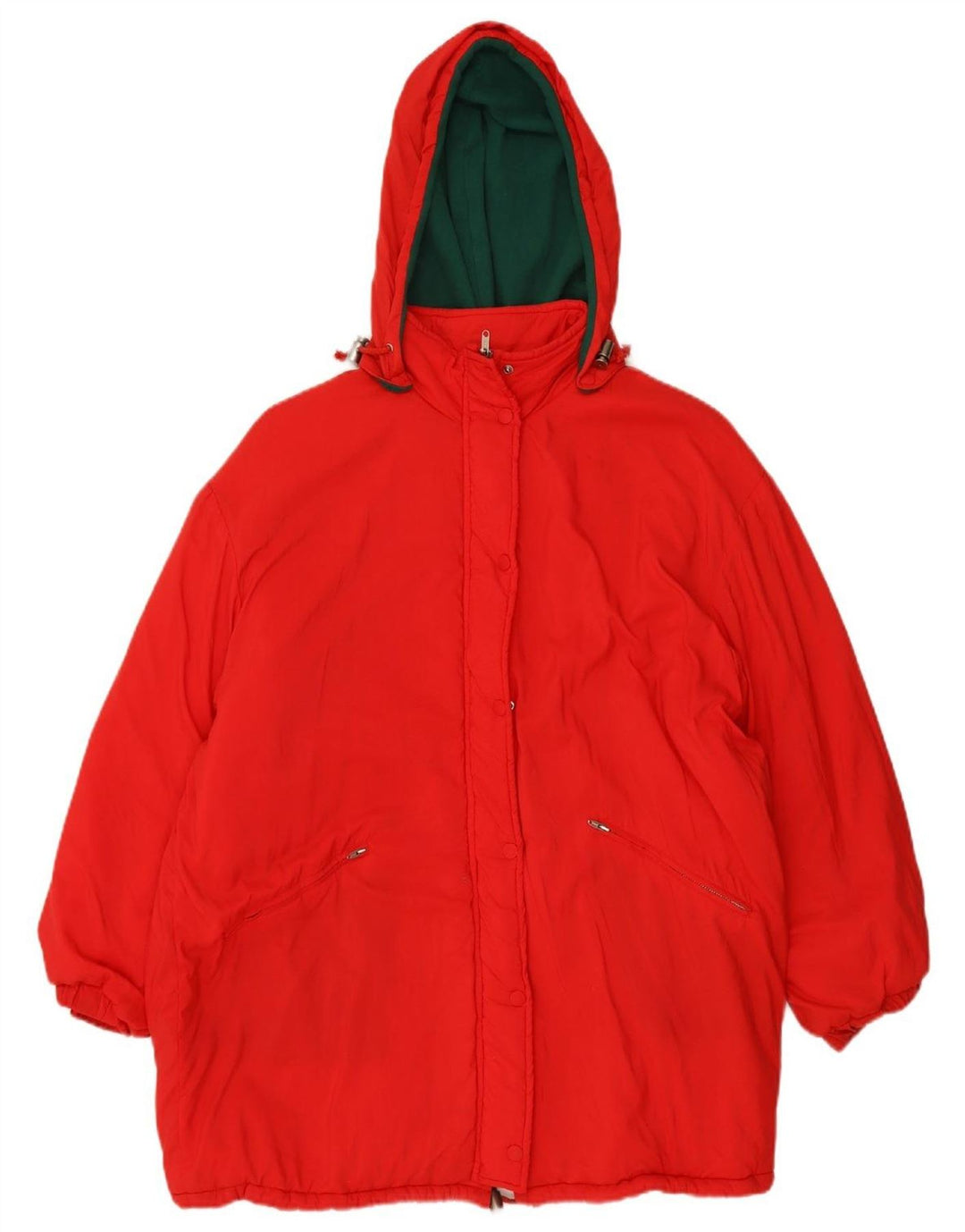 SISLEY Womens Oversized Hooded Windbreaker Coat UK 10 Small Red Polyamide
