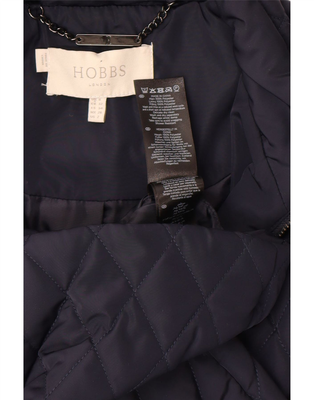 Hobbs Γυναικείο καπιτονέ παλτό UK 6 XS Navy Blue Polyester