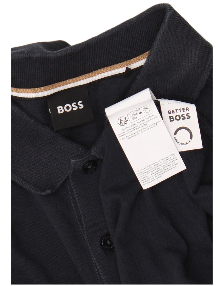 Ανδρικό πουκάμισο πόλο Hugo Boss, μεσαίο μπλε βαμβακερό