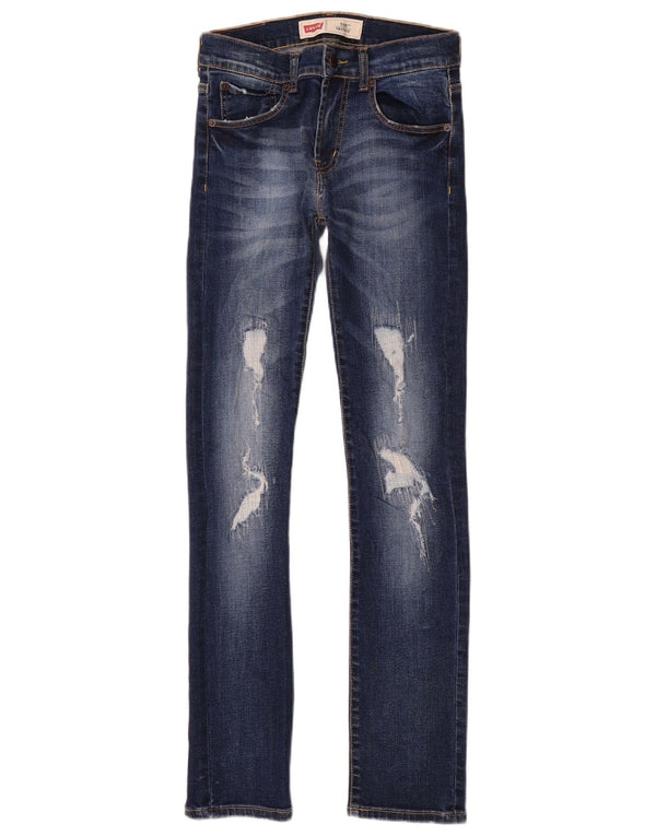 LEVI'S Boys 510 Distressed Skinny Jeans 11-12 ετών W26 L30 Μπλε βαμβακερό