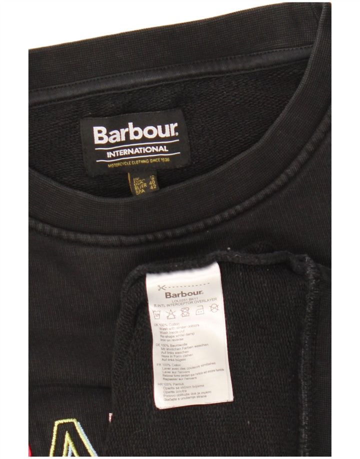 BARBOUR Γυναικείο Φούτερ γραφικό Jumper UK 12 Μεσαίο μαύρο βαμβακερό