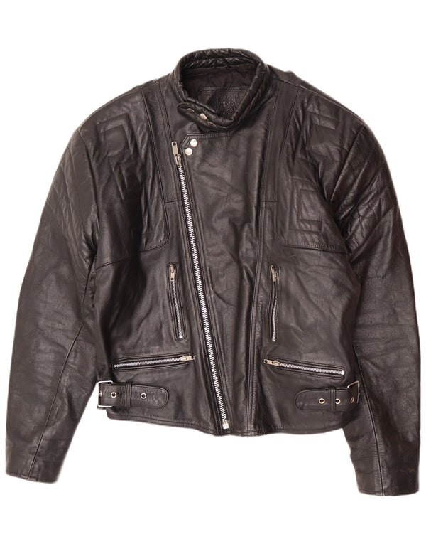 Vintage Ανδρικό Δερμάτινο Μπουφάν Biker UK 44 2XL Μαύρο
