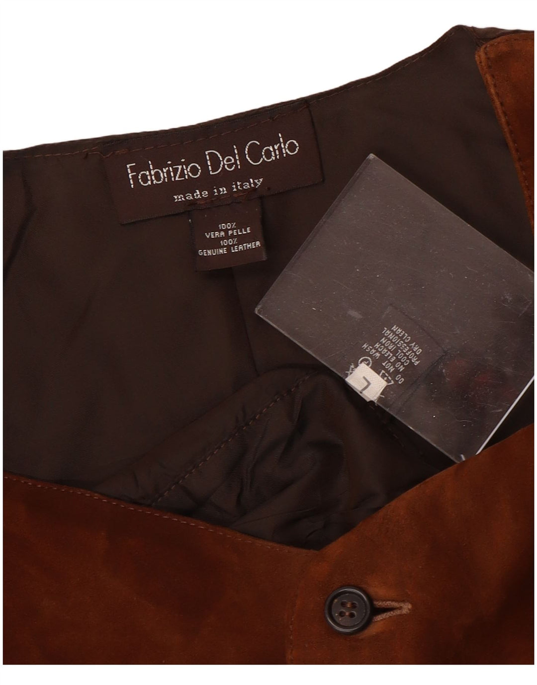 FABRIZIO DEL CARLO Ανδρικό σουέτ γιλέκο μεγάλο καφέ δέρμα
