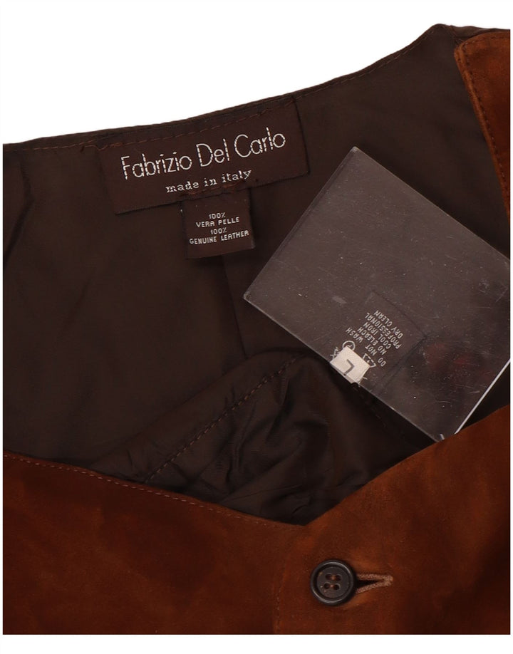 FABRIZIO DEL CARLO Ανδρικό σουέτ γιλέκο μεγάλο καφέ δέρμα