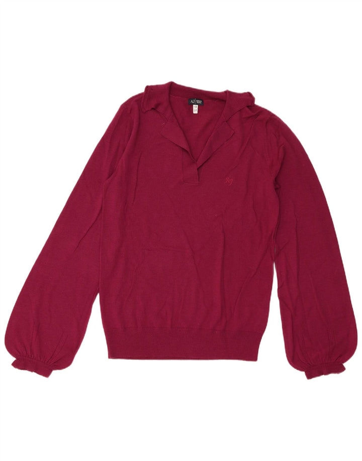 Armani Jeans Γυναικείο πουλόβερ με λαιμό πόλο EU 46 XL Μαλλί βυσσινί
