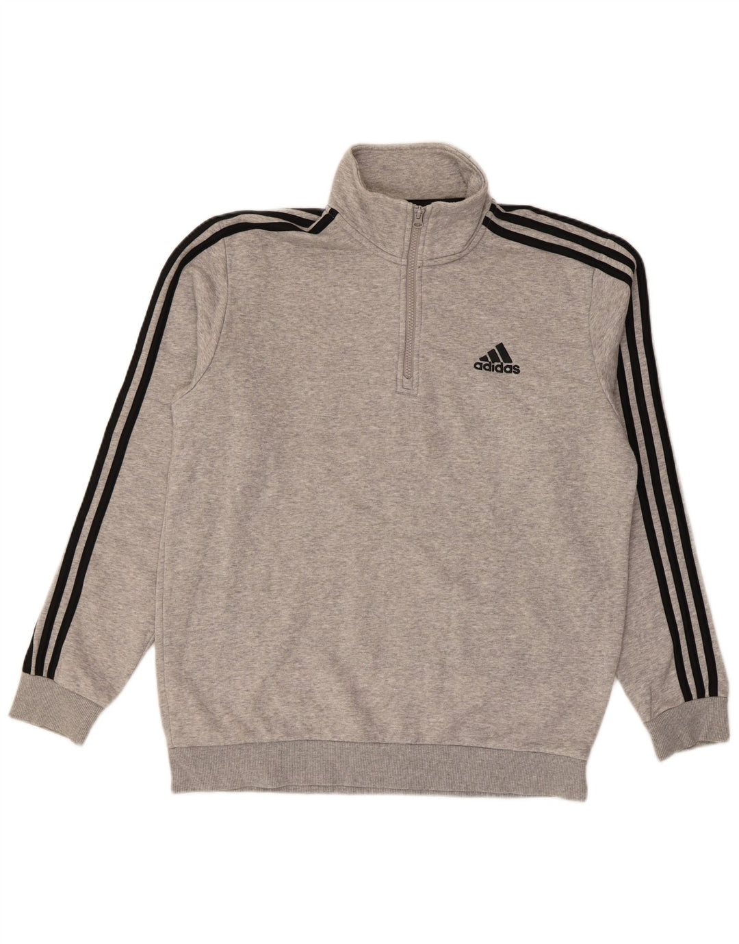 ADIDAS Mens Zip Neck Sweatshirt Jumper Medium Grey Cotton