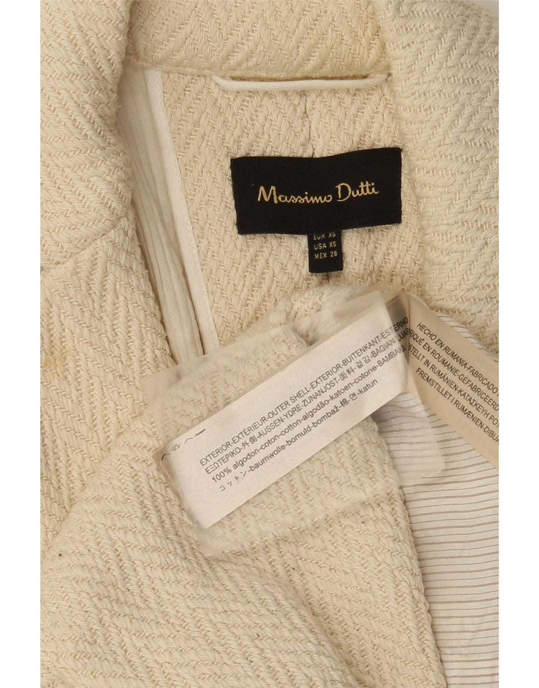 Massimo Dutti Γυναικείο μανίκι 3/4 ανοιχτό πανωφόρι UK 6 XS Off White Ψαροκόκαλο