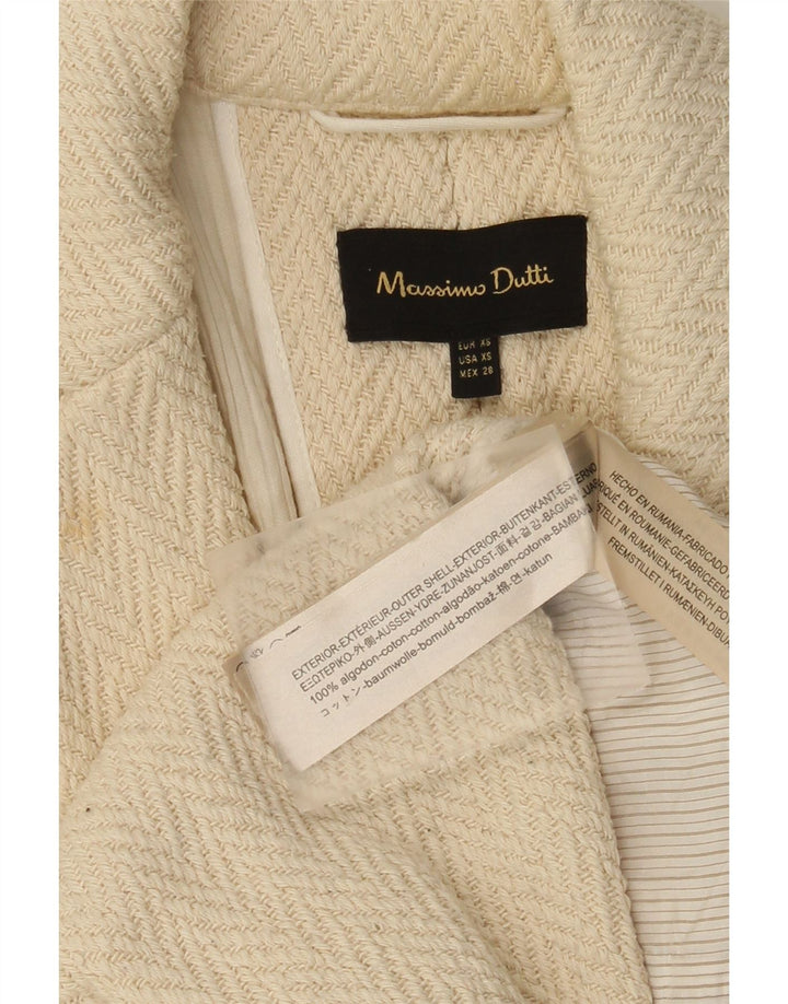 Massimo Dutti Γυναικείο μανίκι 3/4 ανοιχτό πανωφόρι UK 6 XS Off White Ψαροκόκαλο