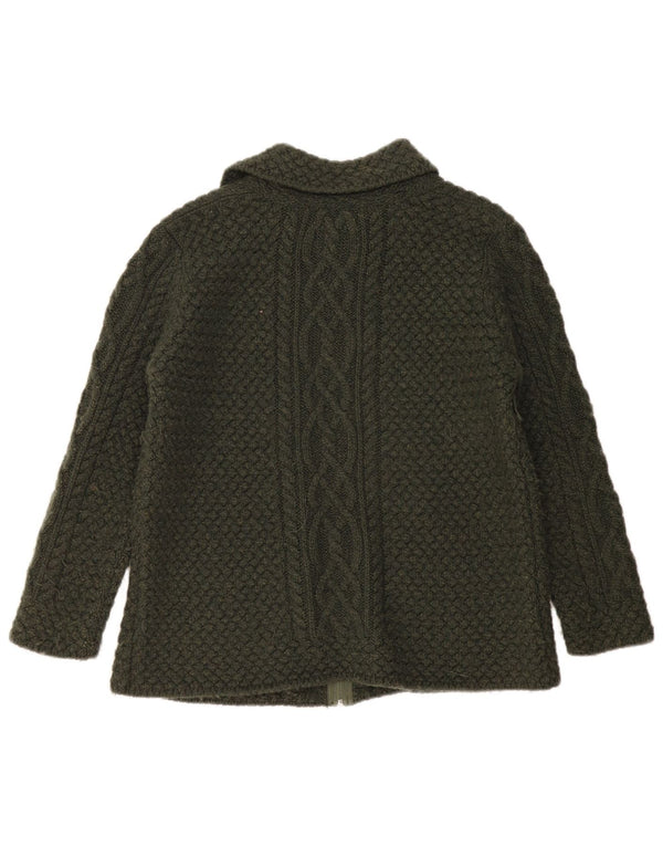 Blarney Woolen Mills Γυναικεία ζακέτα πουλόβερ UK 16 Μεγάλο χακί μαλλί Merino