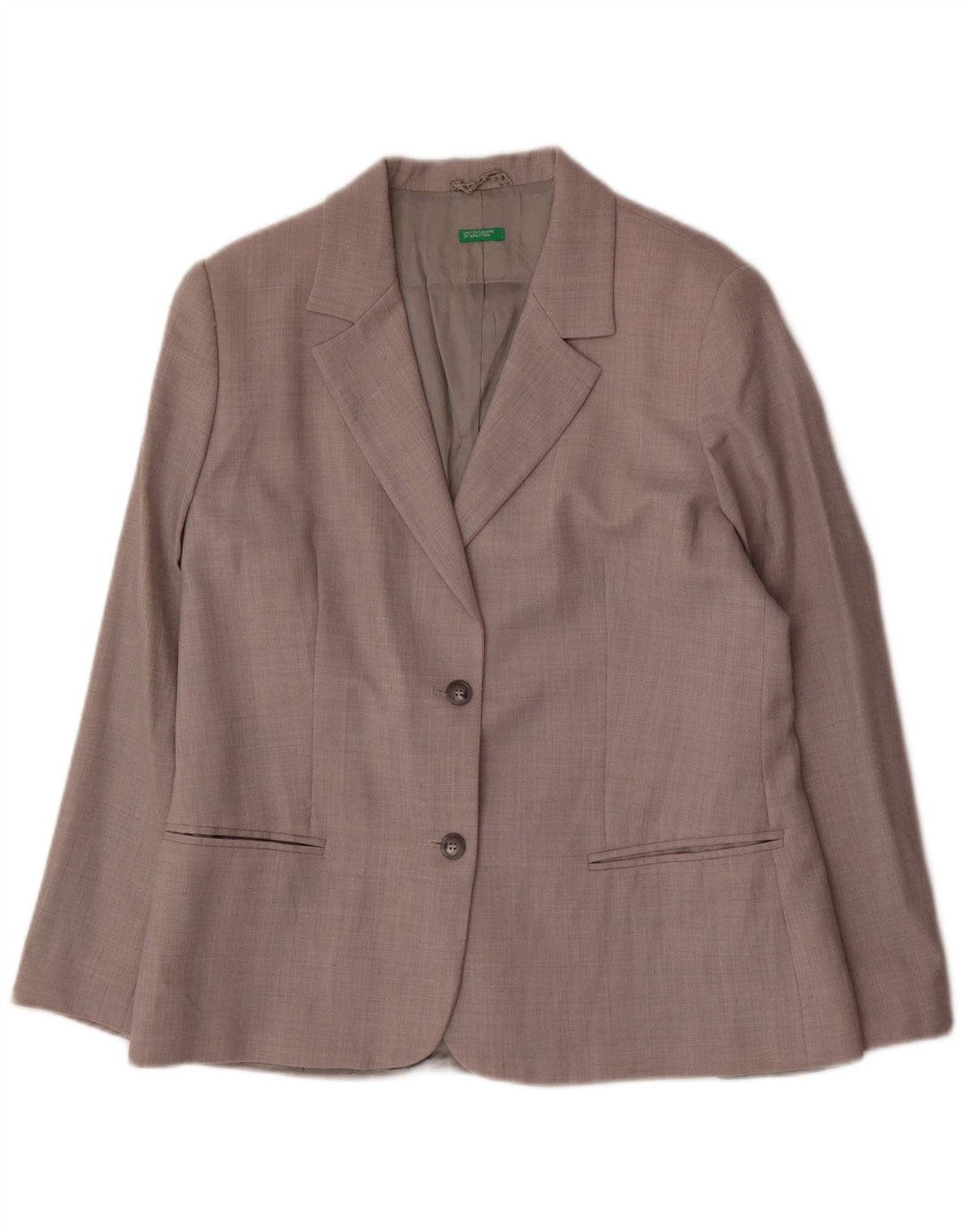 Benetton Γυναικείο Μπουφάν Blazer με 2 Κουμπιά IT 48 XL Γκρι μαλλί