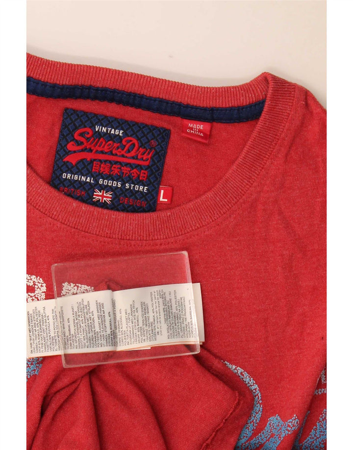 Ανδρικό γραφικό T-Shirt Superdry Top μεγάλο κόκκινο βαμβακερό