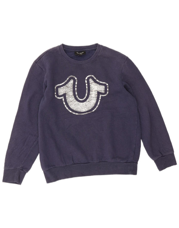 True Religion Ανδρικό γραφικό φούτερ Jumper Medium Navy Blue Cotton