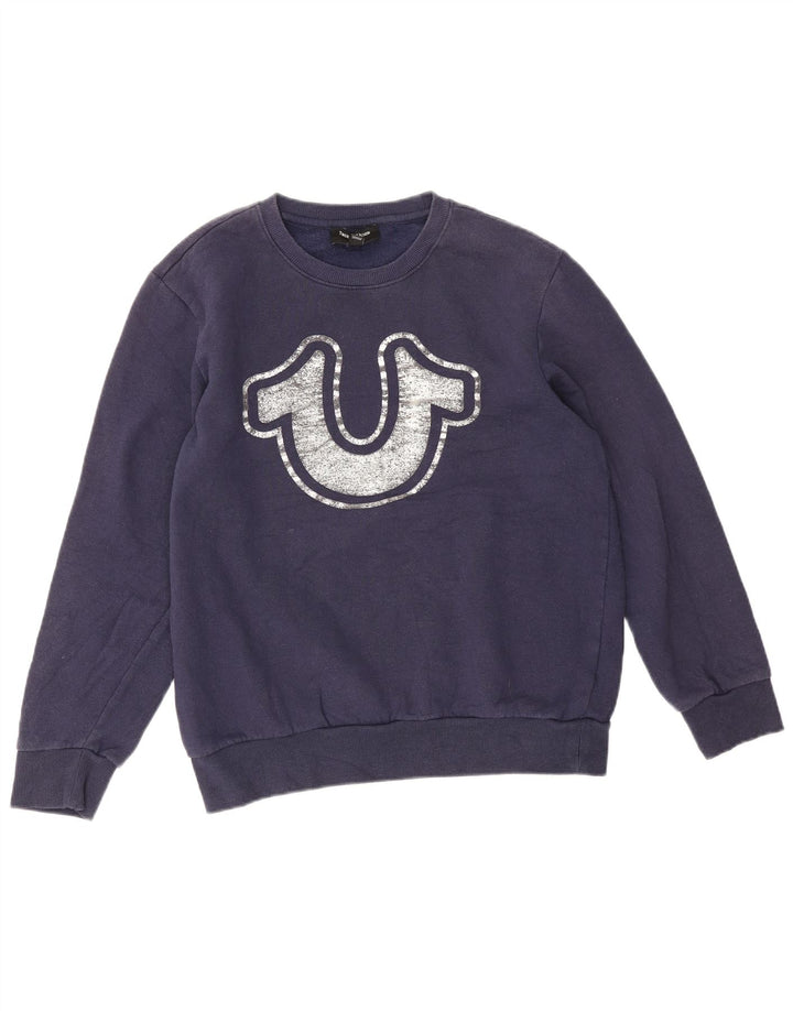 True Religion Ανδρικό γραφικό φούτερ Jumper Medium Navy Blue Cotton