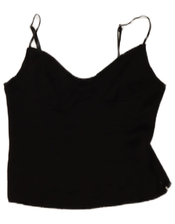 Zara Womens Crop Cami Top UK 12 Medium Black Viscose