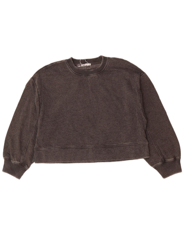 Zara Γυναικεία φούτερ υπερμεγέθης μπλούζας UK 10 Small γκρι βαμβακερό