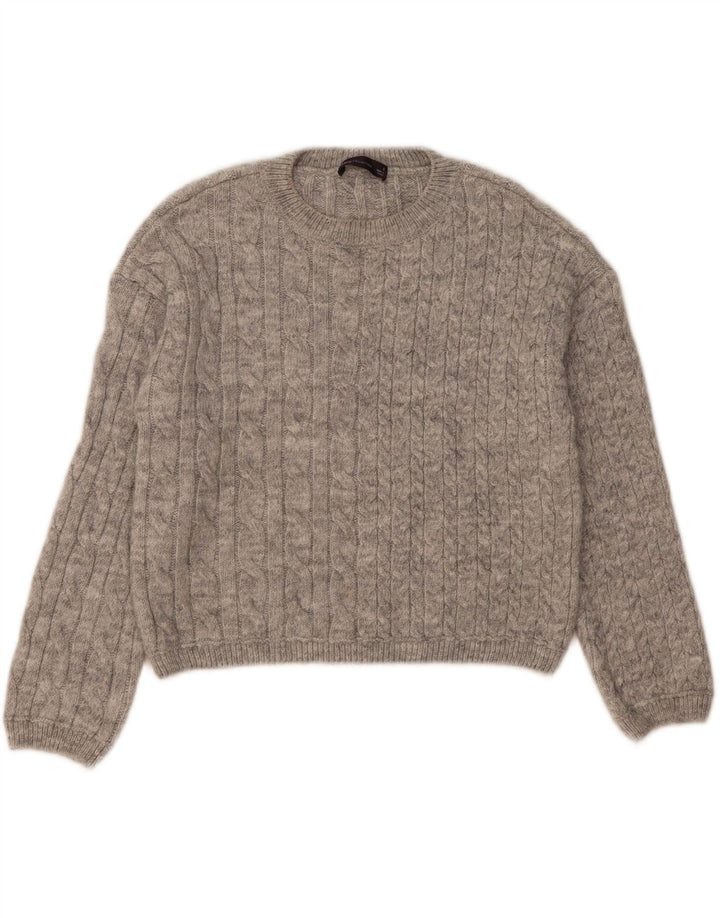 Marks & Spencer Γυναικείο πουλόβερ Crop Crew Neck Jumper UK 10 Small Grey
