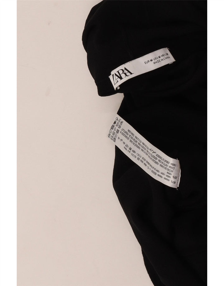 Zara Γυναικείο Crop Vest Top UK 12 Medium Black Viscose
