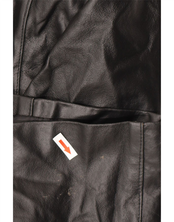 VINTAGE Γυναικείο Δερμάτινο Παλτό IT 48 XL Μαύρο Δερμάτινο