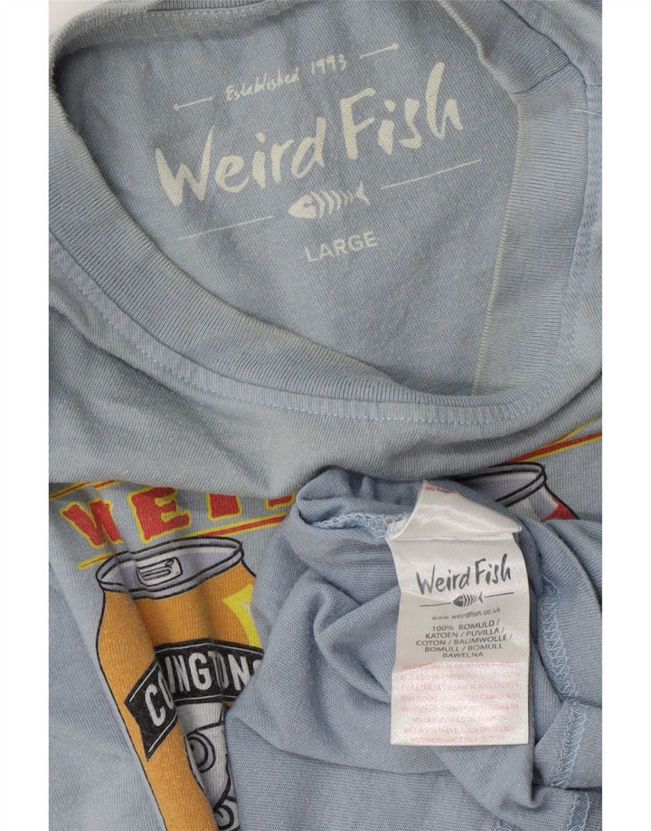 Μπλουζάκι Weird Fish Graphic T-Shirt Top μεγάλο μπλε βαμβακερό