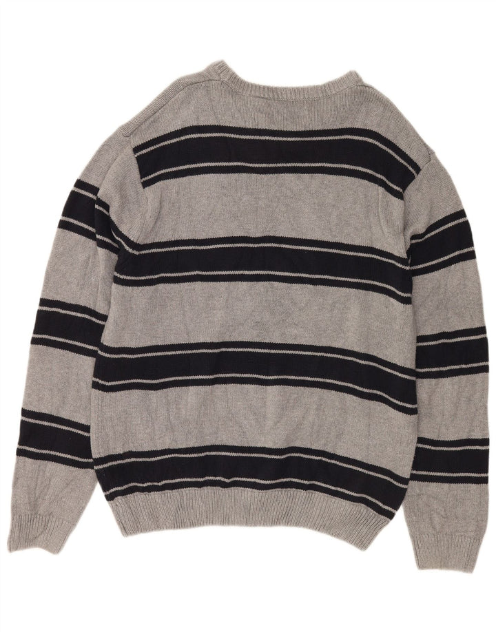 Ανδρικό πουλόβερ CHAPS Boat Neck Jumper XL Γκρι βαμβακερό ριγέ