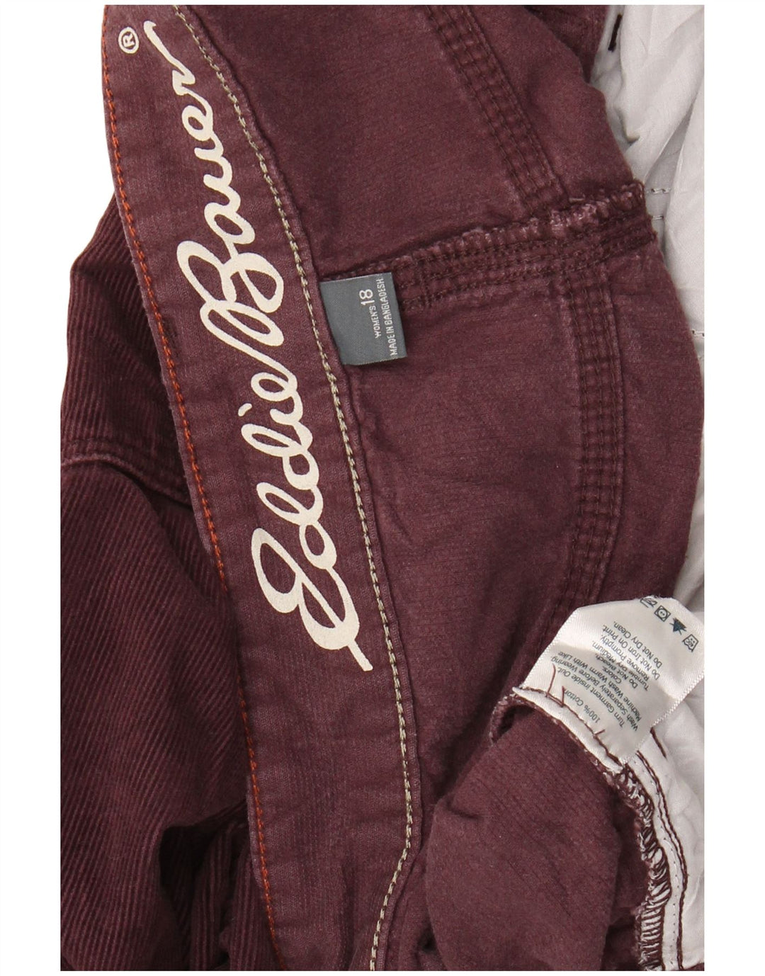 EDDIE BAUER Γυναικείο Boyfriend Παντελόνι Κοτλέ US 18 2XL W38 L31 Βουργουνδίας
